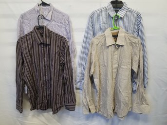 4 Men's Designer Long Sleeve Striped Shirts: Armani, Boss, Neiman Marcus & Ted Baker - Sizes M-2XL