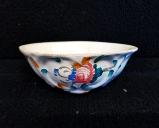 Vintage Paul's Italian Pottery Beautiful Floral Hand Painted Oval Bowl - Dated/stamped