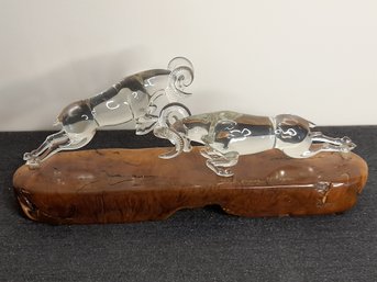 W Hooper Rams Glass Art Sculpture