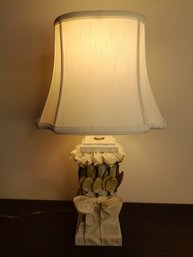 Faux White Roses Decorative Table Lamp