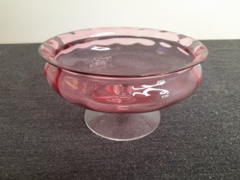 Pink Glass Pedestal Candy Bowl