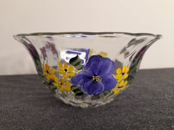 Floral Hand Painted Glass Bowl
