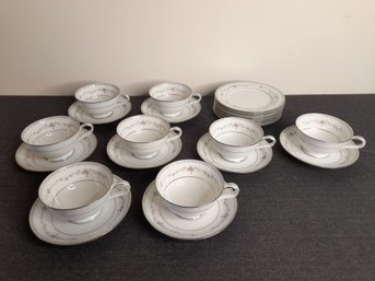 Noritake Teacups, Saucers, And Dessert Plates