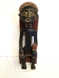 Unique Vintage African Ashanti Male Tribal Wooden Hand Carved Statue