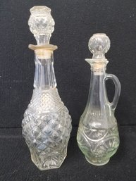 Two Vintage Glass Decanters Including Anchor Hocking Wexford Diamond Decanter