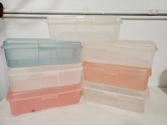 Seven Rubbermaid Snap Case Hinged Lid Plastic Shoe / Storage Boxes