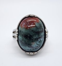 Clear Princess Crystal Ocean Jasper Ring In Stainless