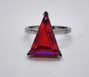 Volcanic Quartz Triangle Solitaire Ring In Stainless