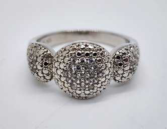 White Zircon, Rhodium Over Sterling Ring