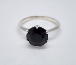 Black Spinel Ring In Sterling Silver