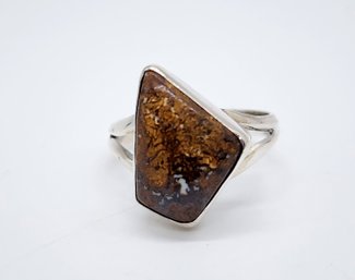 Natural Boulder Opal Ring In Sterling Silver