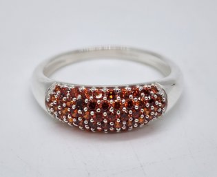Faux Garnet Color Diamond Band Ring In Sterling