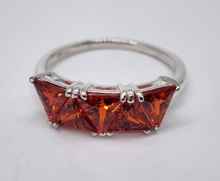 Faux Garnet Color Diamond Ring In Sterling