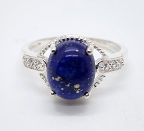 Lapis, Faux Diamond Ring In Sterling