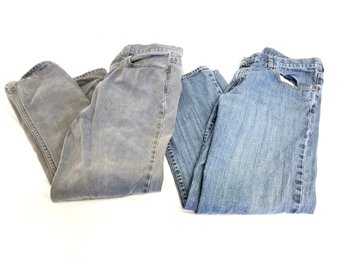 Men's Regular Fit Blue Denim Old Navy Jeans & Gray Denim Faded Glory Jeans Size 36 & 38