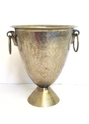 Vintage 10' Silver-tone Champagne Bucket With Ring Shaped Handles