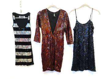 Three Women's Glamorous Sequined  Party, Cocktail Dresses Sizes -  Small/Medium