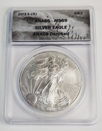 2011 American Silver Eagle Graded Slab ANECS MS69
