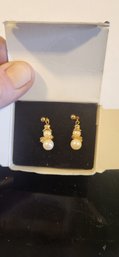 Pearly Snowman Earrings