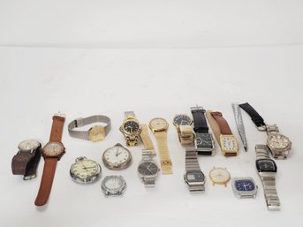 Vintage Watch Assortment - All Need Batteries, Many Need Bands Or Repairs - Ricoh, Omega, Ingraham & More