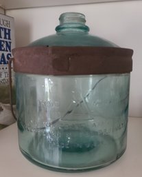 Vintage Blue Glass Gallon Kerosene Jug