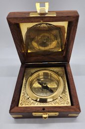 Handcrafted Wooden Box With Built In Compass