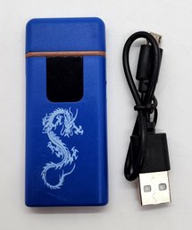Electric Blue Dragon Lighter With Charging Cord