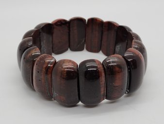 Red Tigers Eye Block Stretch Bracelet