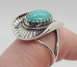 Turquoise Cowboy Hat Ring In Sterling