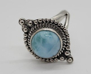 Bali, Larimar Ring In Sterling Silver