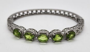 Chartreuse Quartz Bangle Bracelet In Stainless