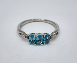 Paraiba Apatite Ring In Platinum Over Sterling