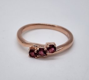 Premium Natural Pink Tourmaline Ring In Rose Gold Over Sterling
