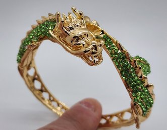Green Austrian Crystal Dragon Bangle Bracelet