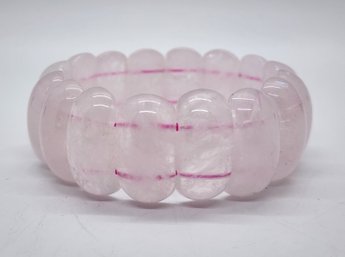 Rose Quartz Block Stretch Bracelet