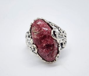 Norwegian Thulite Ring In Sterling Silver