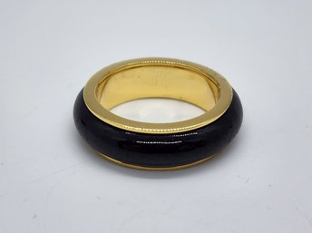 Black Jade Spinner Ring In Yellow Gold Over Sterling