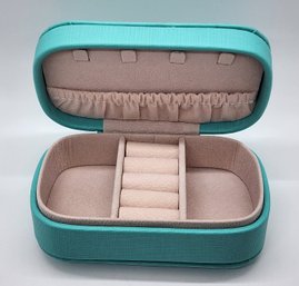 Turquoise Blue Faux Leather Oval Shaped Jewelry Box