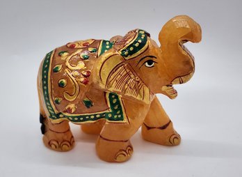 Handcrafted, Hand-Painted Natural Orange Aventurine Elephant Figurine