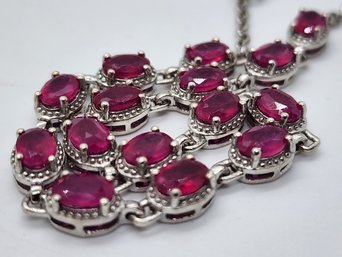 Stunning Ruby (FF) Necklace That Is Interchangeable To A Bracelet In Platinum Over Sterling