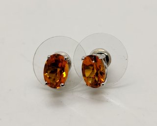 Madeira Citrine Stud Earrings In Platinum Over Sterling