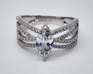 Premium White CZ, Rhodium Over Sterling Ring