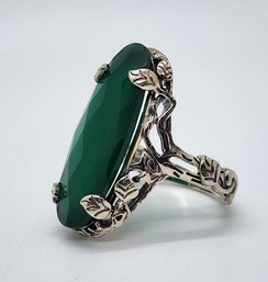 Green Onyx Ring In Sterling Silver