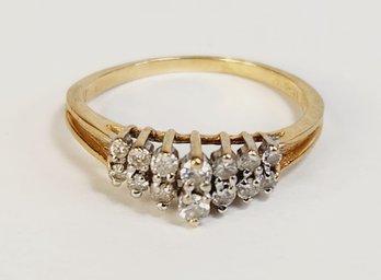 14k Yellow Gold Diamond Studded Ring