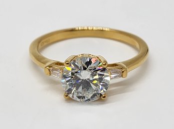 Round Moissanite Ring In Yellow Gold Over Sterling