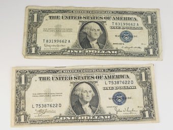 2 - 1935 (No In God We Trust)  & 1957 $1  Blue Seal Silver Certificates