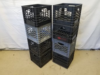 Eight Vintage Plastic Milk Dairy Crates- Hood, Guida & More