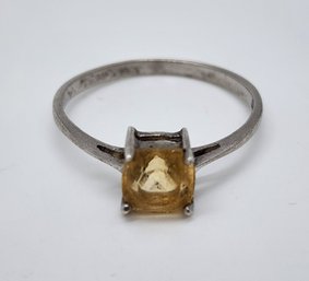 Vintage Sterling Silver Ring With Yellow Stone