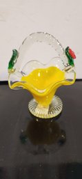 Glass Basket (yellow, ) ( One Flower  )