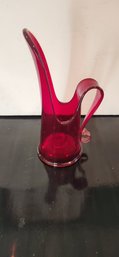 Cranberry Glass Candle Holder